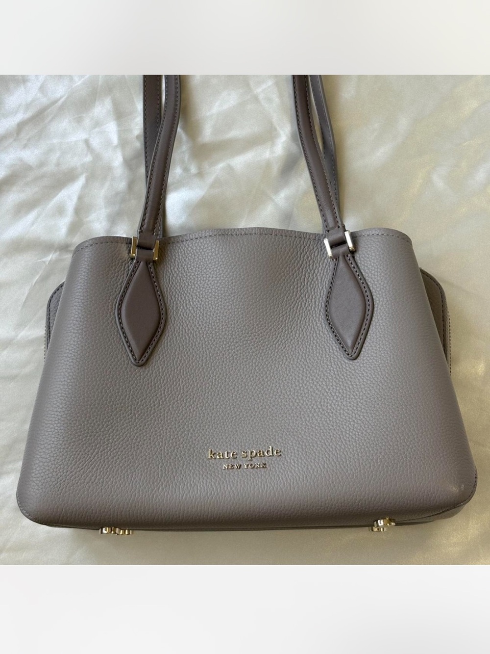 kate spade Gray Pebbled Leather Shoulder Bag